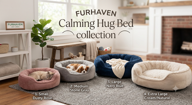 Furhaven Calming Hug Bed – Anti-Anxiety Plush Pet Bed