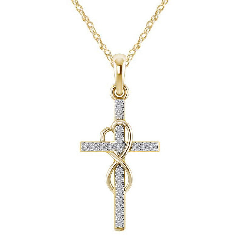 Blessed Zirconia Heart Cross Necklace