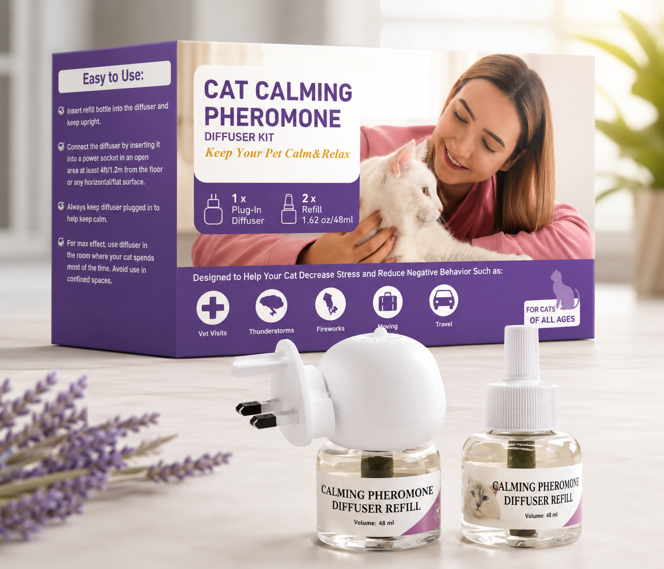 Cat Calm™ Pheromone Diffuser Kit | Reduce Stress, Anxiety