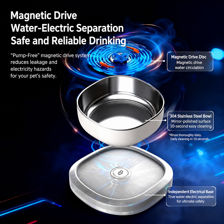 Magnetic Wireless Cat Water Fountain