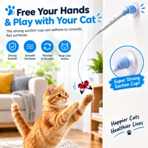 Interactive Cat Stick Toy Teaser with Feather Attachment