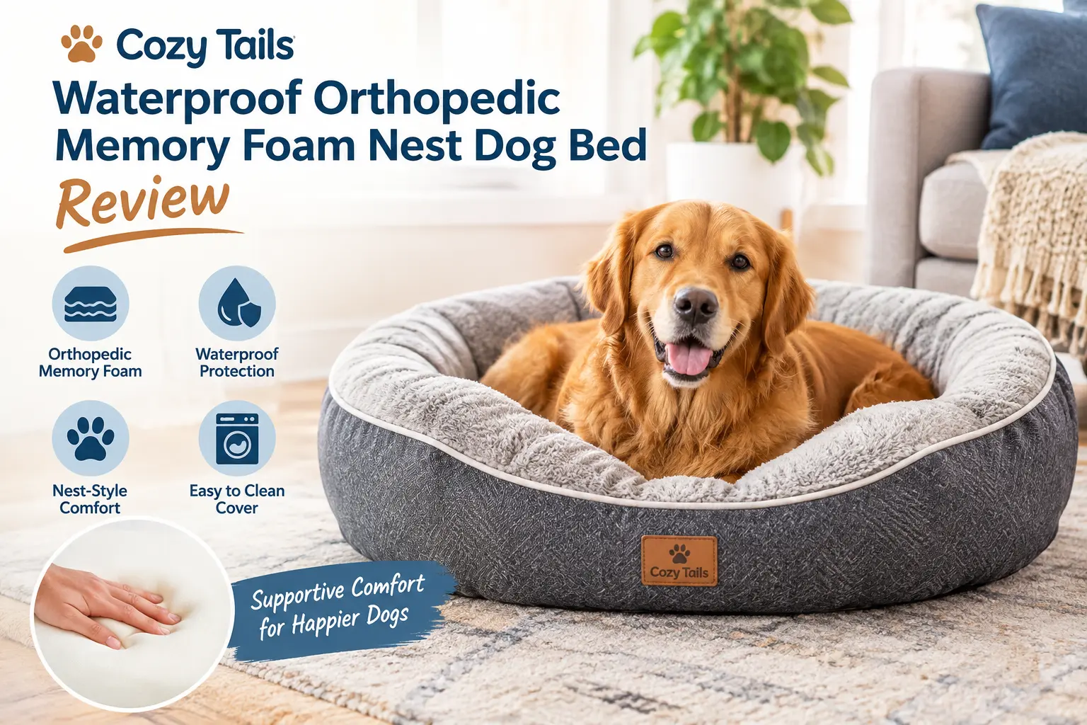 Cozy Tails Waterproof Orthopedic Memory Foam Nest Dog Bed Review