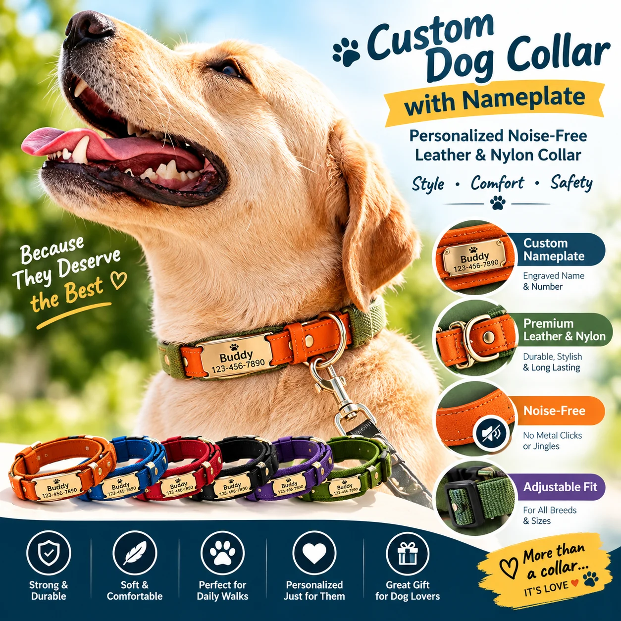 Custom Dog Collar with Nameplate