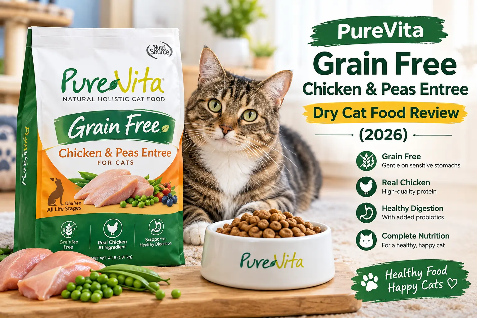 PureVita Grain Free Chicken & Peas Entree Dry Cat Food Review
