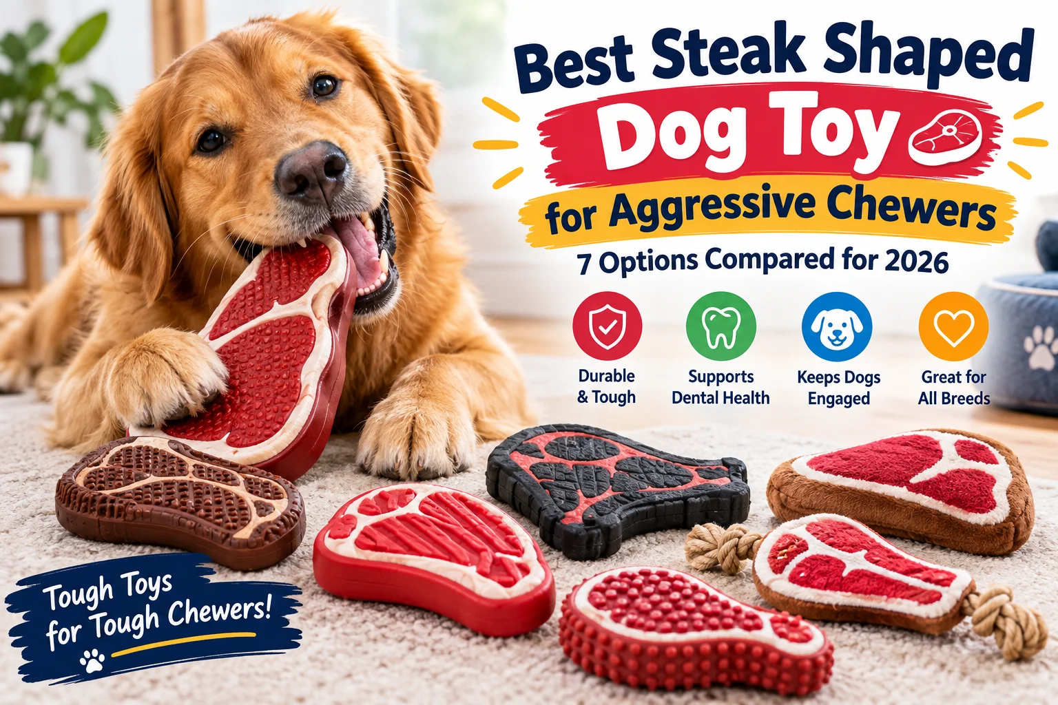 best steak shaped dog toy for aggressive chewers